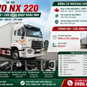 Xe tải HOWO NX 220 4X2 Thùng kín 1CH Nhập khẩu 9M9