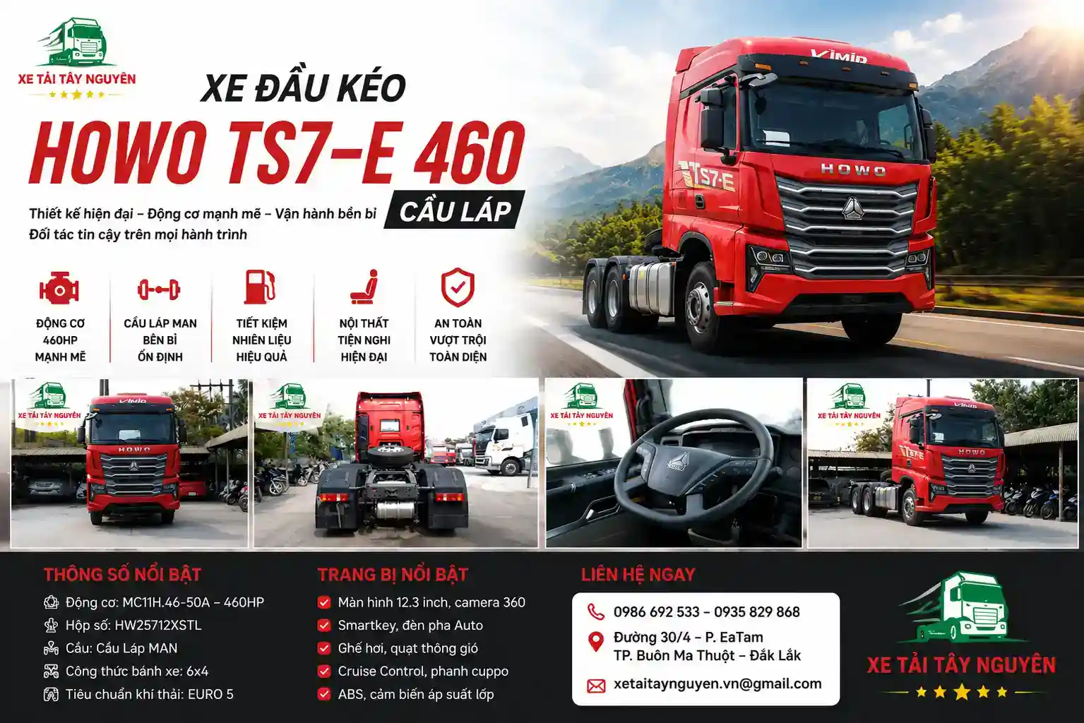 Xe Đầu Kéo HOWO TS7-E 460 xetaitaynguyen Xe Đầu Kéo HOWO TS7-E 460 xetaitaynguyen